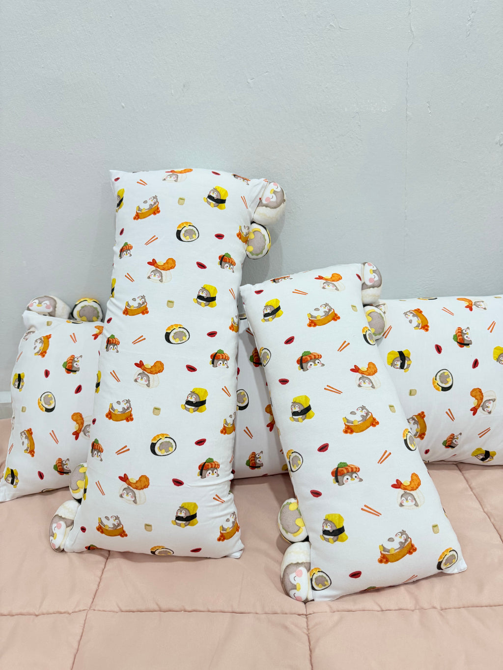 Snuggly Bamboo Pillow - Penguin Sushi Party