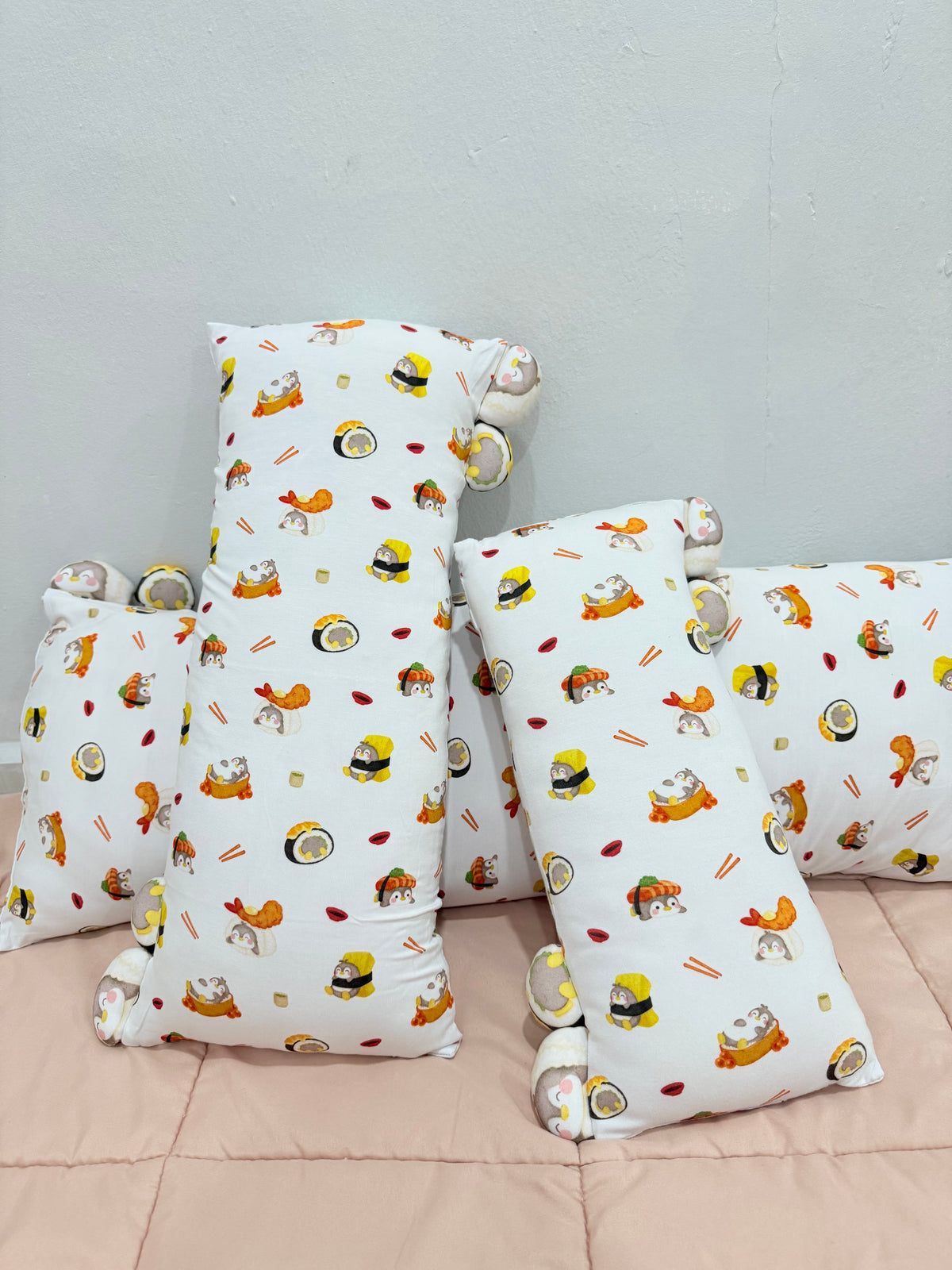 Snuggly Bamboo Pillow - Penguin Sushi Party
