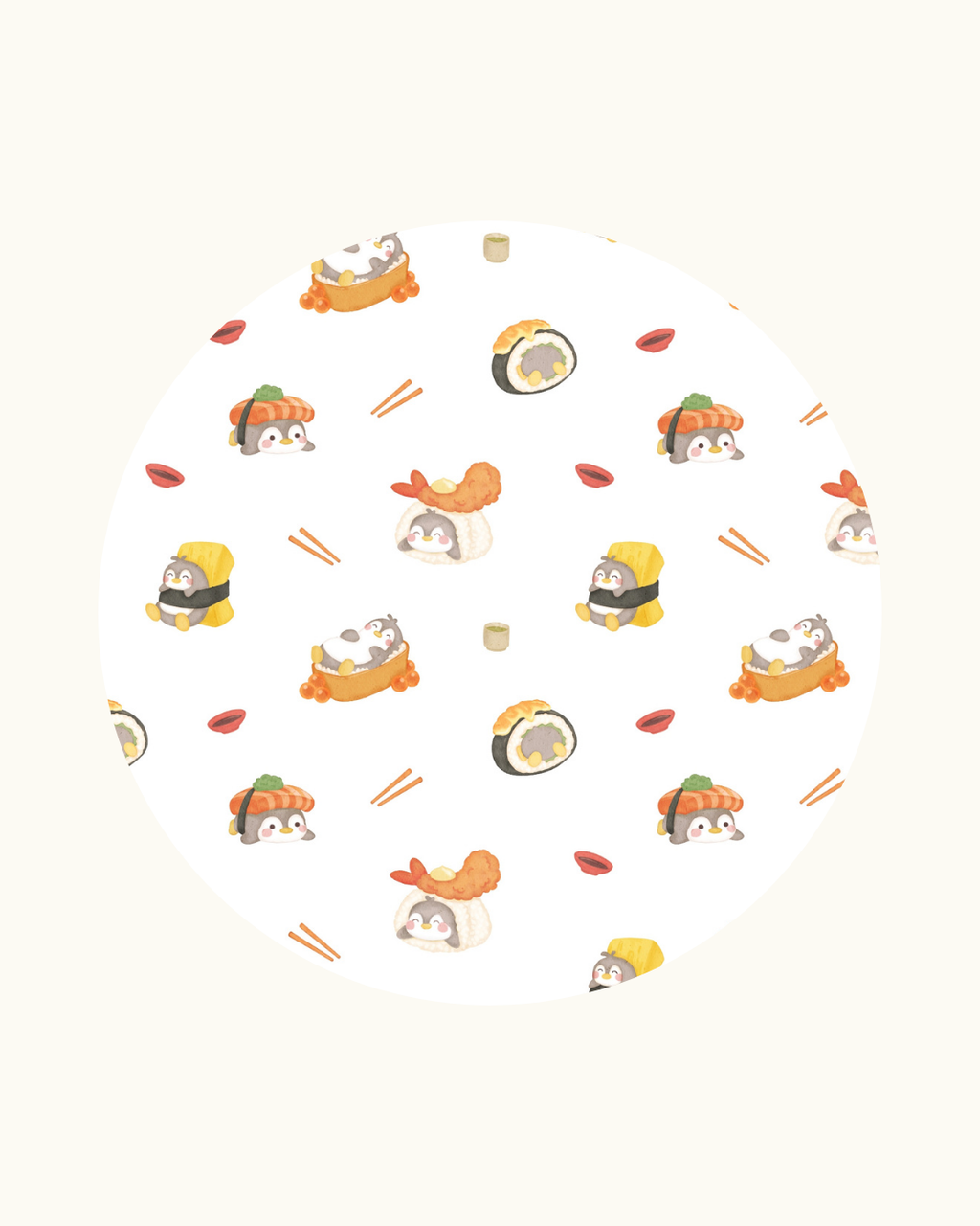 Snuggly Bamboo Pillow - Penguin Sushi Party