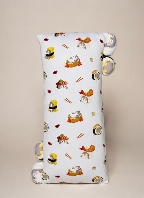 (Preorder) Snuggly Bamboo Pillow - Penguin Sushi Party